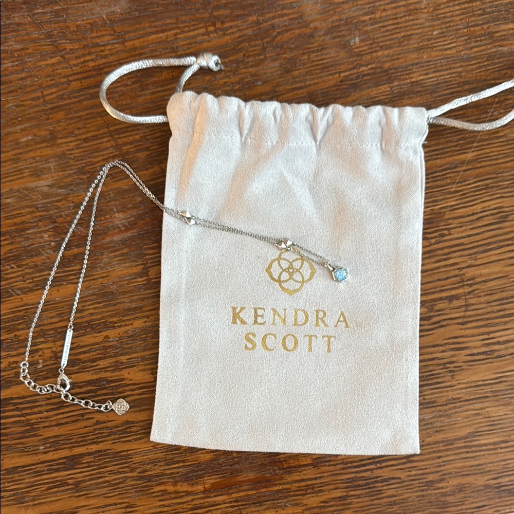 Kendra Scott Silver Necklace with Aqua Gem
